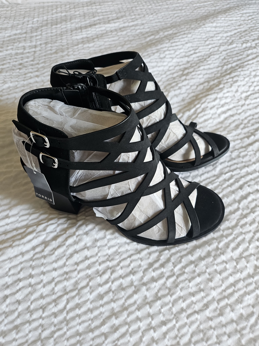 Torrid Black Strappy Block Heel Sandals